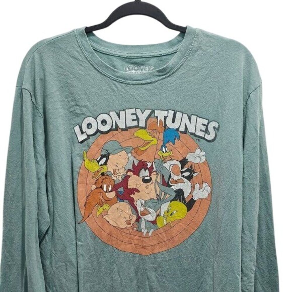 Vintage Looney Tunes men's long-sleeve tee — green, size M - Picture 1 of 9
